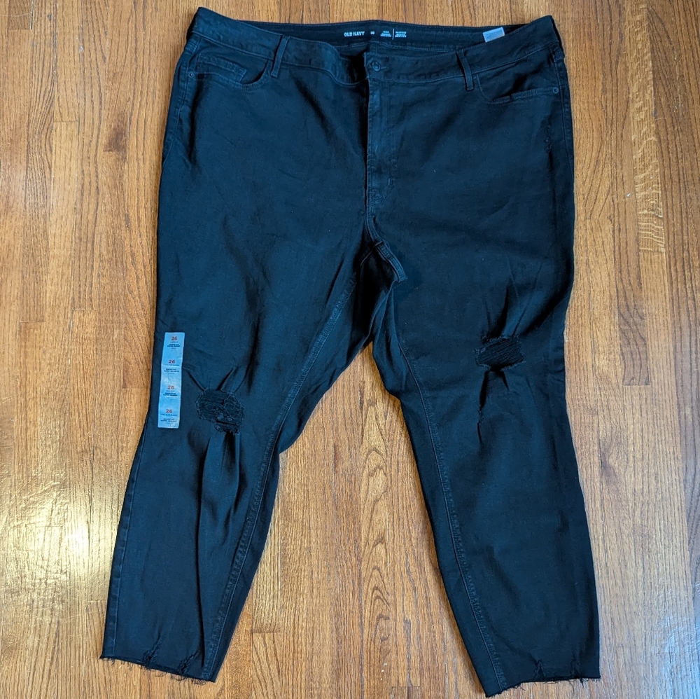 Old Navy | Rockstar Super Skinny Mid-Rise Distressed Jeans | 26 Plus